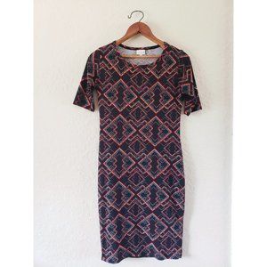 LuLaRoe Black Pattern Julia Fitted Dress